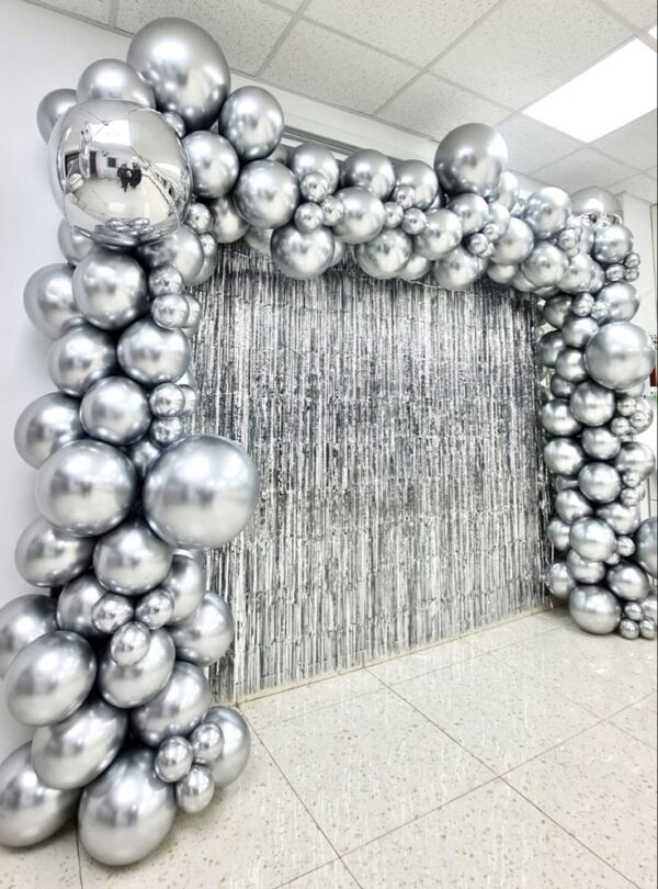10 Inch SILVER Chrome Shining Balloons- 50 Pcs