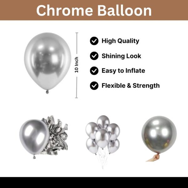 Party Festive Chrome Silver Balloons 10 Inch