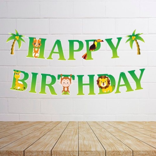 Party festive Jungle Happy birthday Bunting Banner