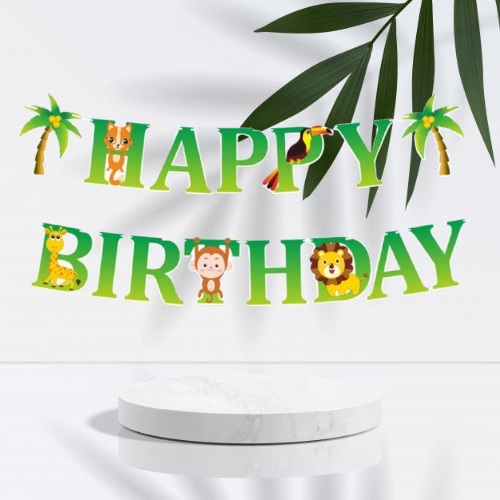 Party festive Jungle Happy birthday Bunting Banner