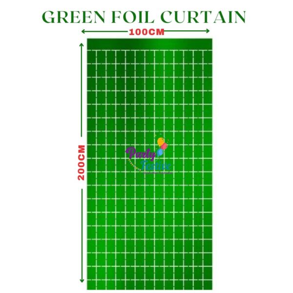 Party Festive Foil Curtain Square Green Size