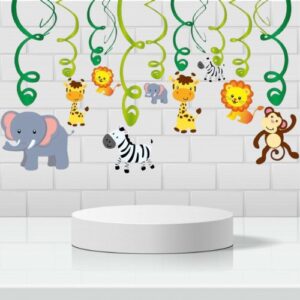 Jungle Theme Swirls Hanging Decoration Kits - 12 Pcs