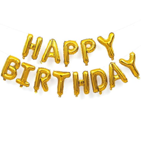 Gold Happy Birthday Foil Balloons Banner