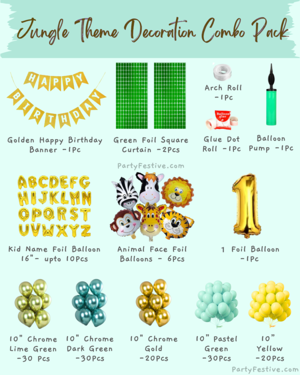 JUNGLE THEME BIRTHDAY PARTY DECORATION COMBO KIT