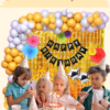 old & Silver Theme Baby Birthday Decoration Kit with Paper Fan / Combo Pack.PatryFestive.co