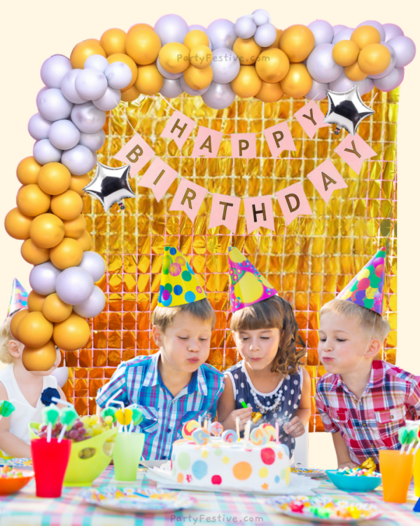 Gold And Silver Balloon Baby Birthday Decoration Kit / Combo Pack