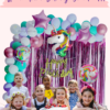 Unicorn Theme Baby Birthday Decoration Kit | Foil Curtain