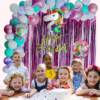 Unicorn Theme Baby Birthday Decoration Kit | Foil Curtain