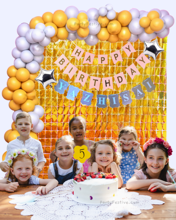 Baby Birthday Gold Silver Theme With Customize Baby Name Decoration kit Baby Birthday Gold Silver Theme With Customize Baby Name Decoration kit