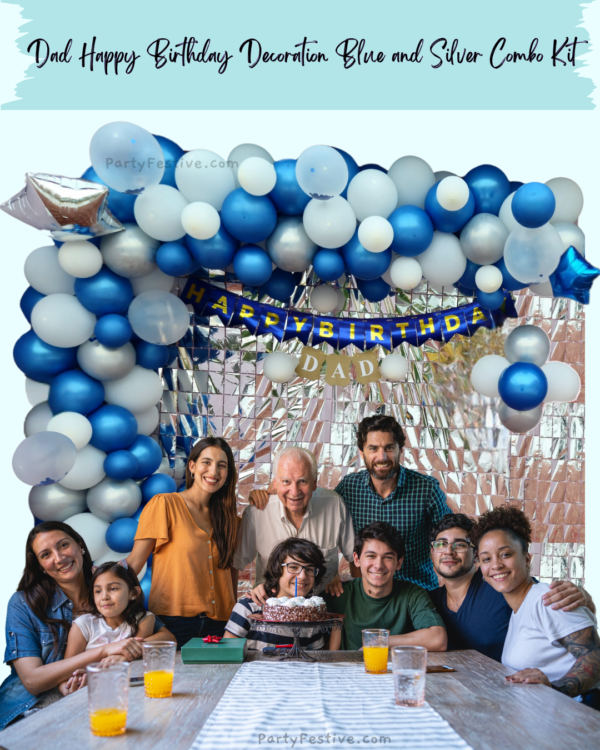 DAD Birthday Decoration Kit | Blue & Silver Theme