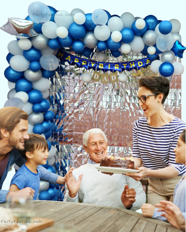 DAD Birthday Decoration Kit | Blue & Silver Theme
