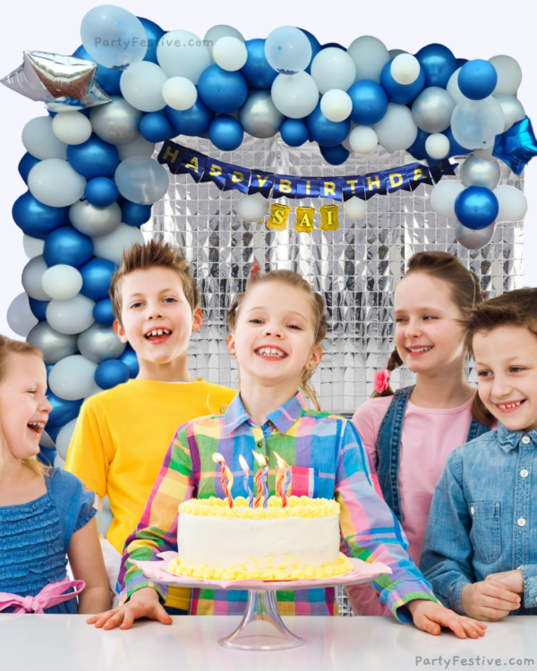 Blue & Silver Theme Birthday Decoration Kit.