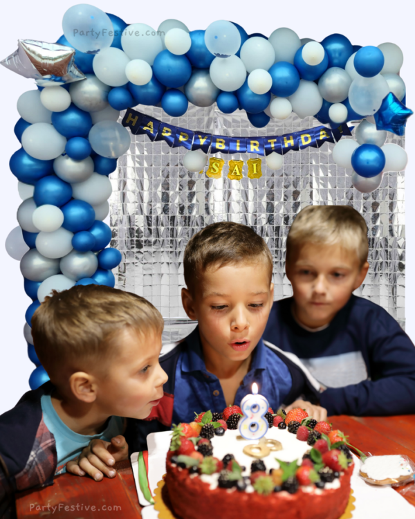 Blue & Silver Theme Birthday Decoration Kit.
