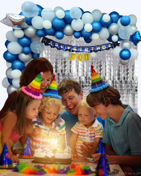 Blue & Silver Theme Birthday Decoration Kit.