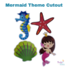 Mermaid Theme Cardboard Paper Cutout For Birthday Decoration - 4Pcs