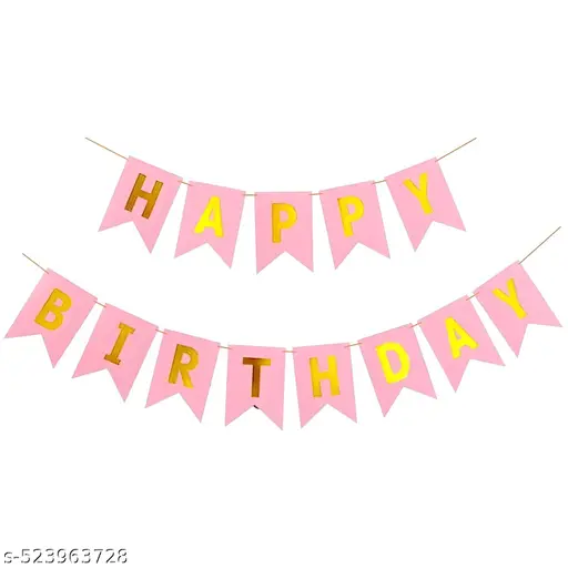 Light Pink Happy Birthday Banner/ Bunting . partyfestive.com