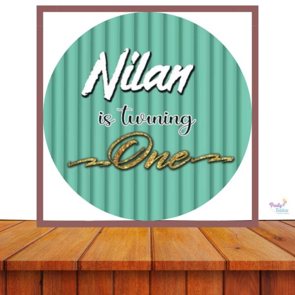 Mint Green Theme Round Customize Name & Photo Birthday Backdrop Banner - Various Sizes