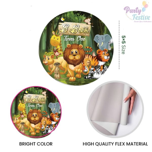 Jungle Theme Round Customize Birthday Backdrop Banner - Various Sizes