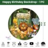 Jungle Theme Round Customize Birthday Backdrop Banner - Various Sizes