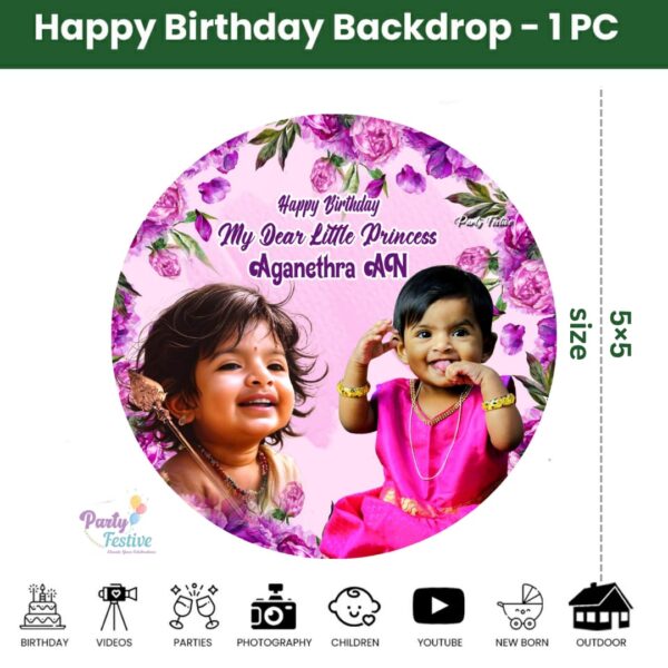 Murugan God Theme Round Customize Birthday Backdrop Banner - Various Sizes