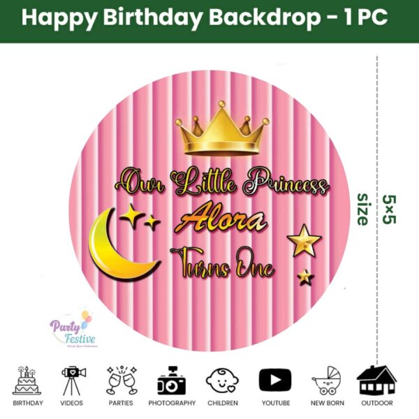 Princess Pink Theme Round Customize Name & Photo Birthday Backdrop Banner - Various Sizes Princess Pink Theme Round Customize Name & Photo Birthday Backdrop Banner - Various Sizes