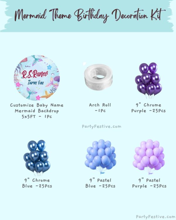 Mermaid Theme Birthday Decoration Combo Set Mermaid Theme Birthday Decoration Combo Set