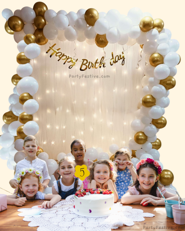 White and Gold Theme Birthday Decoration Combo Set White and Gold Theme Birthday Decoration Combo Set