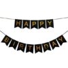Happy Birthday Banner - Block Color With Gold Alphabets