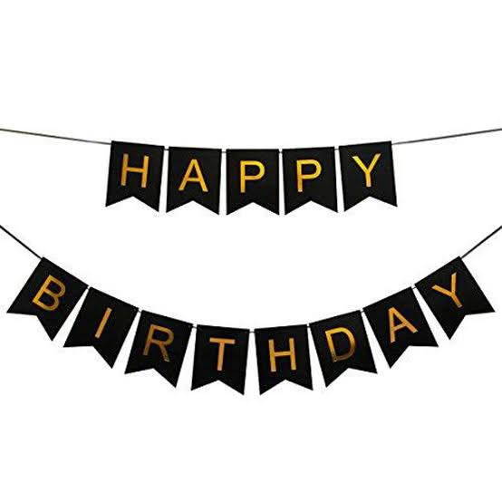 Happy Birthday Banner - Block Color With Gold Alphabets