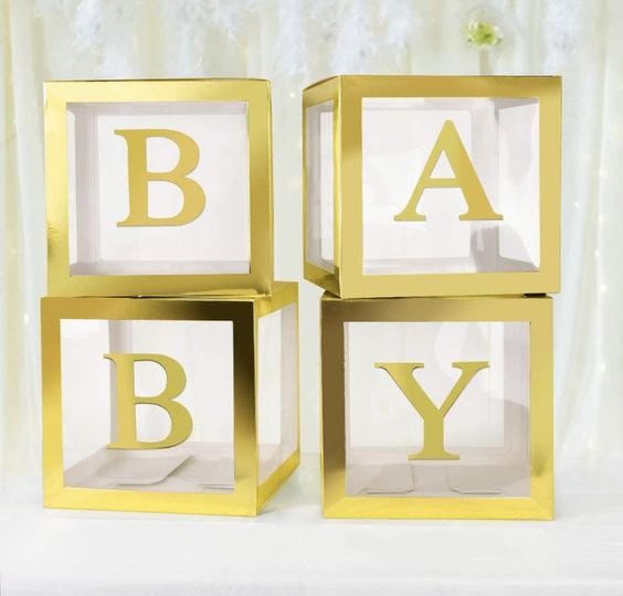 BABY Gold Balloon Box for Birthday / baby Shower / Gender Reveal Decoration (Golden Color)