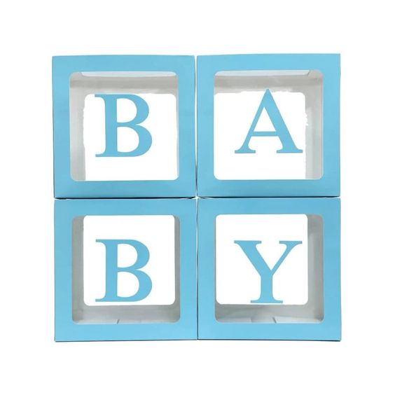 BABY Blue Balloon Box for Birthday / baby Shower / Gender Reveal Decoration (Blue Color) - With 15 Pcs Balloons