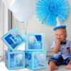 BABY Blue Balloon Box for Birthday / baby Shower / Gender Reveal Decoration (Blue Color) - With 15 Pcs Balloons