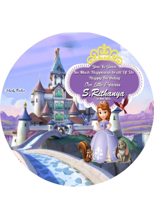 Frozen Theme Round Customize Birthday Backdrop Banner