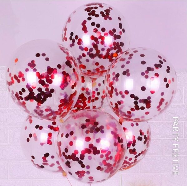 Confetti Balloon Red Colour 5 Pcs