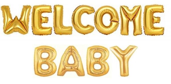 WELCOME BABY Foil Letter Balloon Set for Baby Shower Decoration