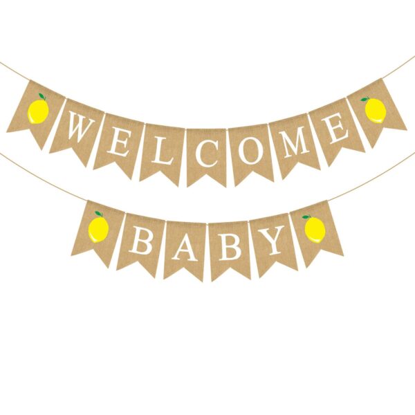 WELCOME BABY Letter Bunting Banner Set for Baby Shower Decoration - Gold Color