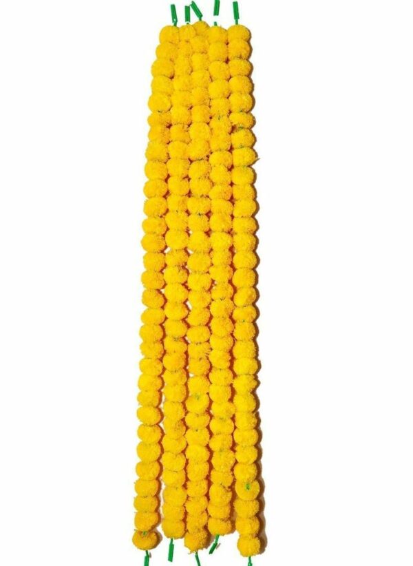 Yellow Marigold Garland Flower For Home Decoration | Diwali Decoration | Pooja Room, Ganpati Decoration | Baby Shower | House warming | Wedding Decoration 5ft- Yellow