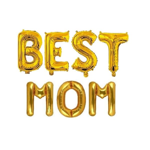 BEST MOM Foil Balloons Mother's Day Balloon | Mom Birthday Letter Balloon | Baby Shower Balloon Party Decoration, Gold Color_1pcs