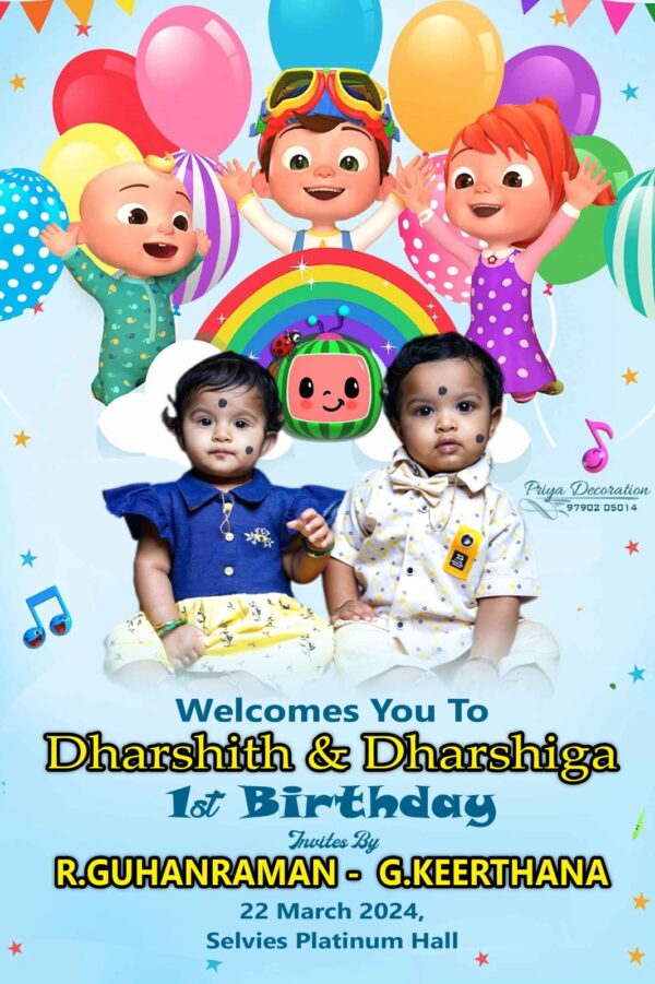 Cocomelon Theme Birthday Welcome Board Flex Customize Baby Name Photo Cocomelon Theme Birthday Welcome Board Flex Customize Baby Name Photo