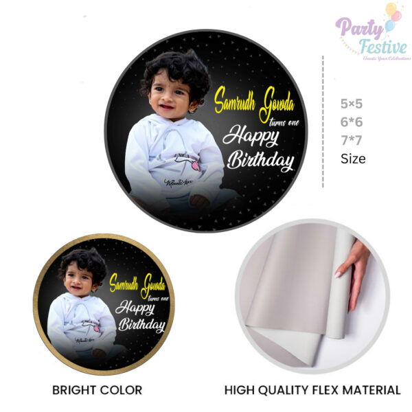 Black & White Theme Theme Round Customize Birthday Backdrop Banner