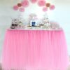 Decor My Party Dark Pink Table Skirt Chiffon | Tablecloth Net Yarn | Tableware Side Cover Cloth