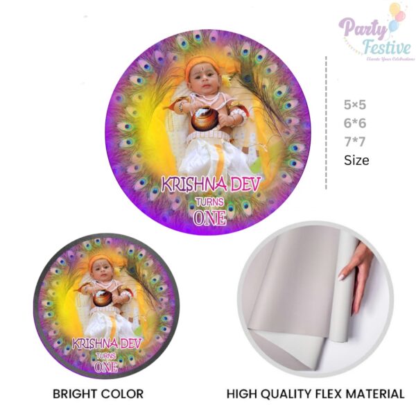 Krishna Theme Theme Round Customize Birthday Backdrop Banner – Various Sizes