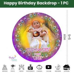 Krishna Theme Theme Round Customize Birthday Backdrop