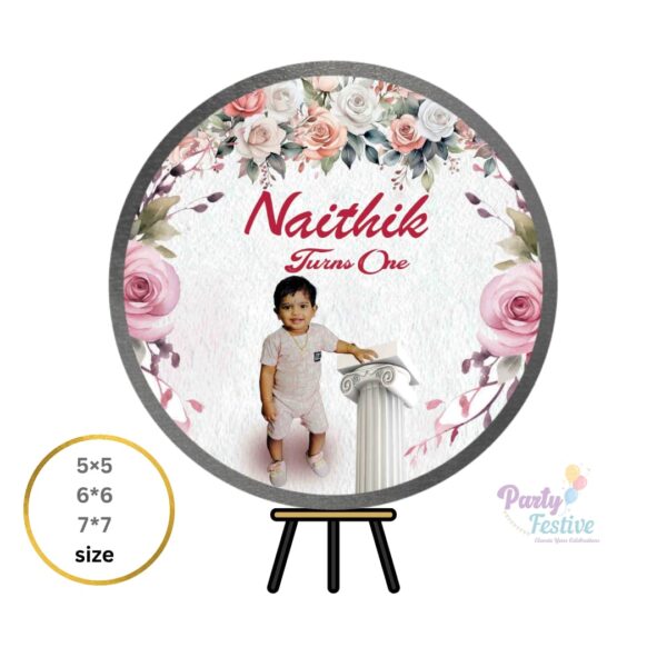 Flower Theme Theme Round Customize Birthday Backdrop