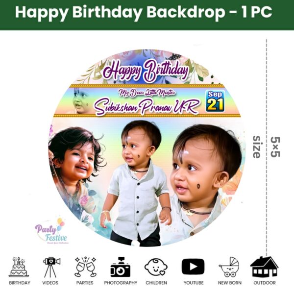 Murugar Theme Round Birthday Backdrop