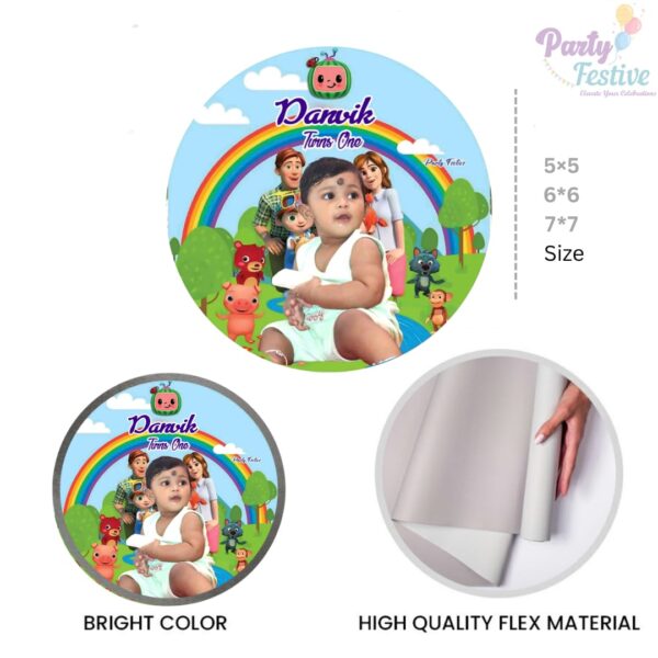 Cocomelon theme Round Customized birthday backdrop